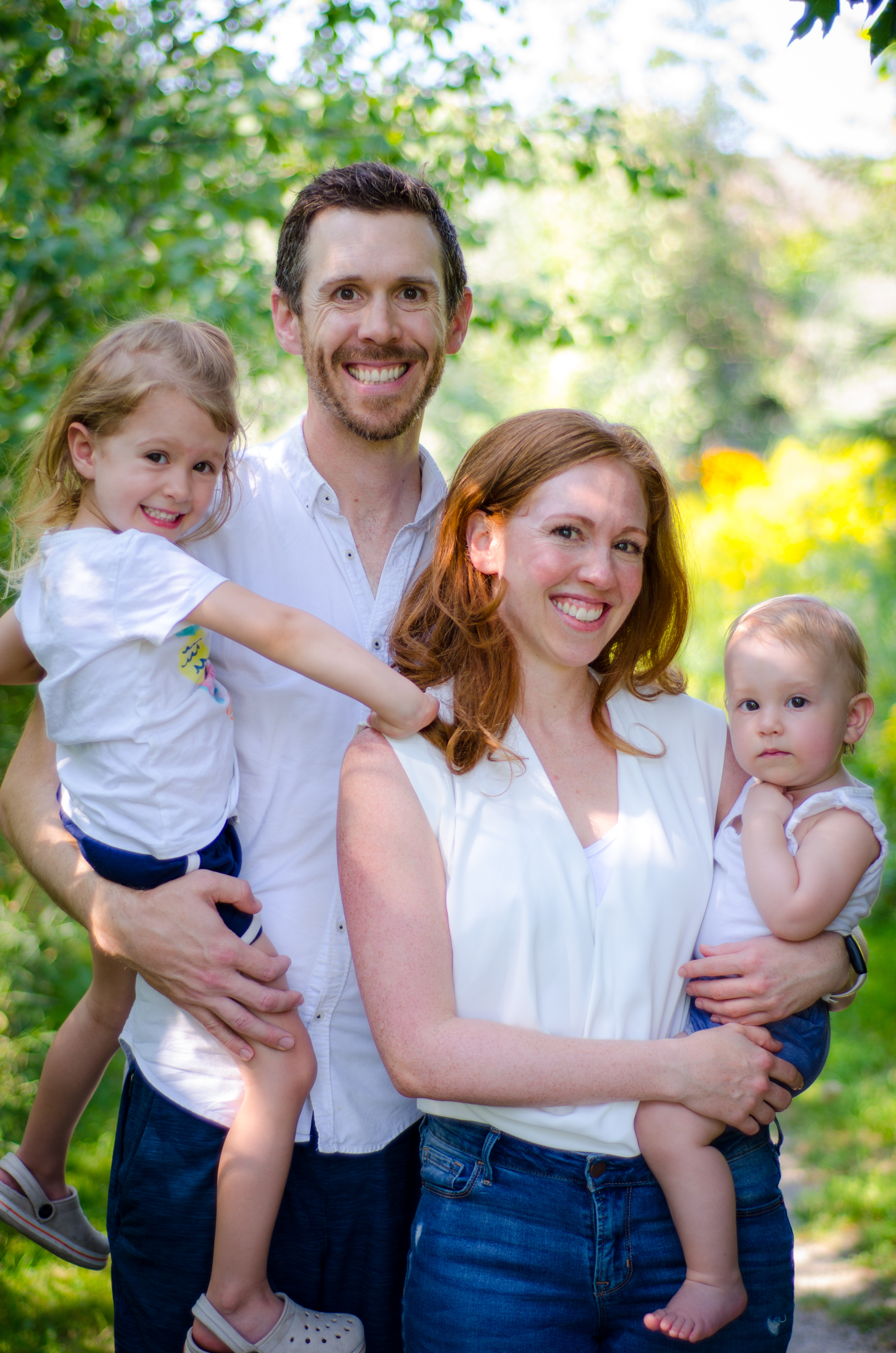 Karen McMillan outside with her family.