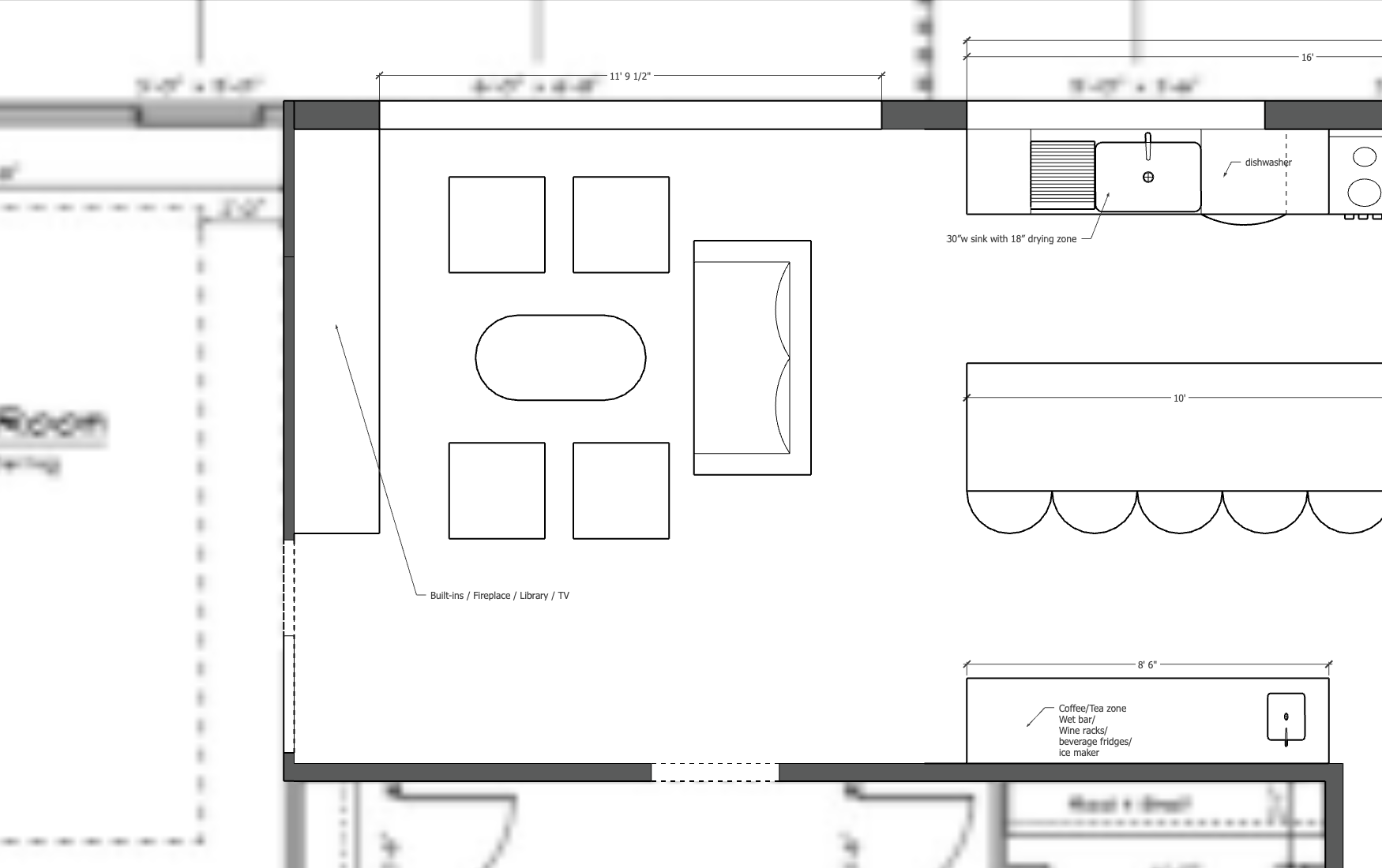 Jenny's new living room layout with orientation toward wall